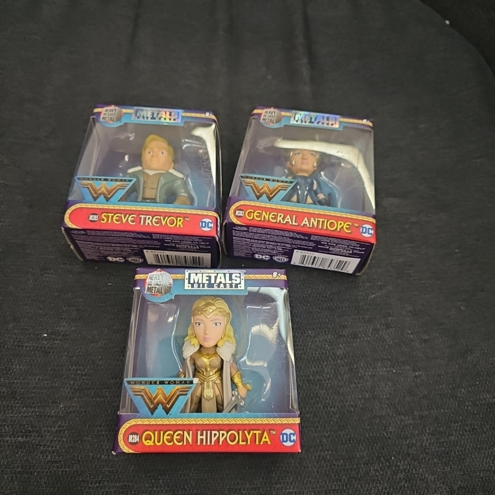 NIB Metals Die Cast Wonder Woman Steve Trevor Queen Hippolyta General Antiope